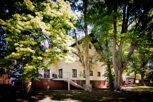 a white house with trees in front of it at Villa Park in Gollnow