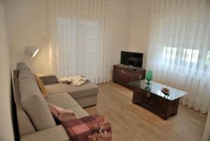 - un salon avec un canapé et une télévision dans l'établissement Vale Coelhos Casa de Campo, à Sarnadela
