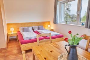 Postel nebo postele na pokoji v ubytování Skipension