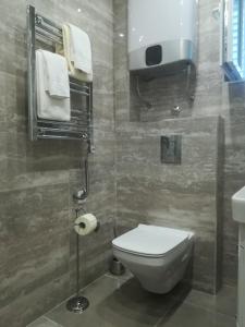a small bathroom with a toilet and a sink at Soba Mirus in Cavtat +11 photos