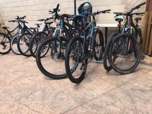 bicycles parked next to each other at Hotel Rural Restaurante Las Baronas in Santa Cruz de la Salceda