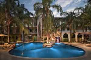 una piscina en un complejo con palmeras en Safi Royal Luxury Centro, en Monterrey