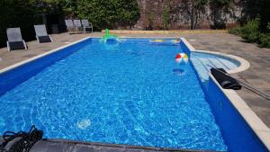 a swimming pool with a toy in the water at Glebe House Cottages in Bude