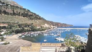 a bunch of boats in the water near a mountain at Casa vacanza Nicuzza in Castellammare del Golfo +8 photos