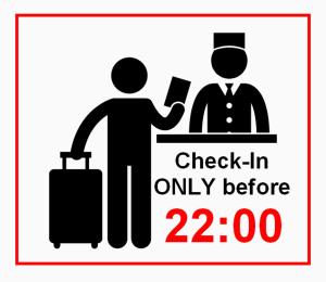um sinal que diz check-in apenas pessoas em Sleep & Fly em Bolonha