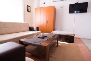a living room with a couch and a coffee table at Apartmani Šutić in Promajna