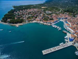 an aerial view of a harbor with boats in the water at Apartman in Cres