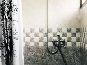 bagno con doccia e lavandino di Tania's Home a Tbilisi City