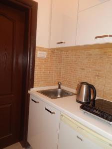 a kitchen with a sink and a tea kettle on a counter at Apartment Iv in Kotor +9 photos