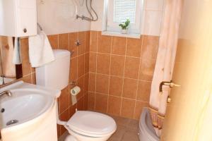 ein kleines Badezimmer mit Toilette und Waschbecken in der Unterkunft Vila Apartment in Poljica