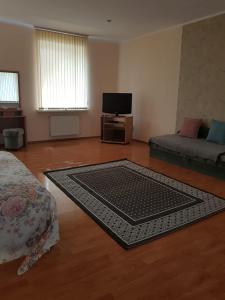 - un salon avec un grand tapis au sol dans l'établissement Saule, à Daugavpils