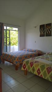 - 2 lits dans une chambre avec fenêtre dans l'établissement Hotel CZ, à Santa Cruz Huatulco