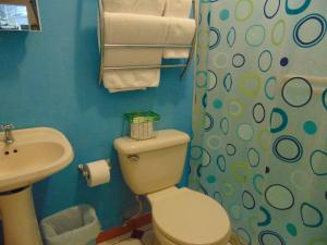 uma casa de banho com um WC e um lavatório em Casa Lima B&B em San José