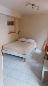 ein Schlafzimmer mit einem Bett in einem Zimmer in der Unterkunft Studio Porteille d'Ax in Ax-les-Thermes