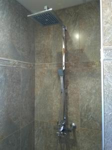 a shower with a shower head in a bathroom at Вила Цветелина, Комплекс Александриa in Dobrinishte