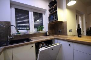 Kuchyň nebo kuchyňský kout v ubytování Apartments Agape