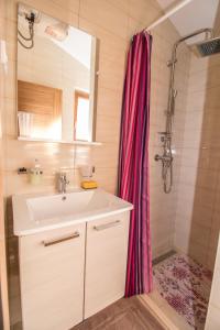 W łazience znajduje się umywalka i prysznic. w obiekcie Nice place w Rovinj