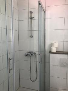 a bathroom with a shower with a glass door at Apartment Patrizia in Zadar +31 photos