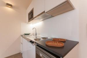 Kuchyň nebo kuchyňský kout v ubytování ecoGrusApartments