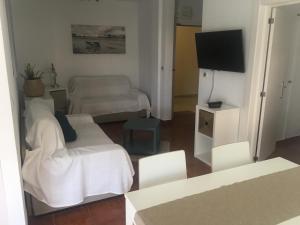 un salon avec un canapé et une télévision dans l'établissement Piso Coqueto, à Alicante