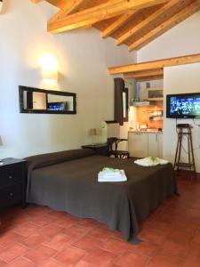 a room with a bed and a flat screen tv at Domus Verdiana in Ragalna
