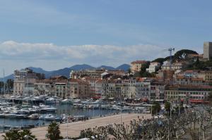 a view of a harbor with boats in the water at Hotel Splendid in Cannes