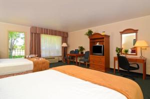 pokój hotelowy z 2 łóżkami i telewizorem w obiekcie Red Arrow Boutique Hotel w mieście Montrose