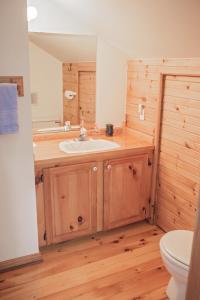 ein Bad mit einem Waschbecken und einem Spiegel in der Unterkunft Rock Hill Bed & Breakfast in Sharbot Lake