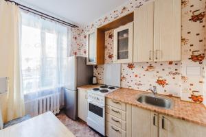 チタにあるDekabrist Apartment Leningradskaya 5のキッチン(シンク、コンロ付)