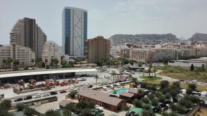 an aerial view of a city with a parking lot at CALPE9A in Calpe