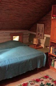 KalmariにあるRiimantupaのベッドルーム(ベッド1台、本棚付)
