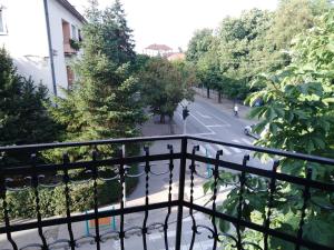 a view of a city street from a balcony at Veliki Park in Šabac