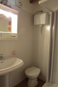 ガンジにあるAgriturismo Capuanoのバスルーム(白いトイレ、シンク付)