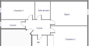 トゥルヴィル・シュル・メールにある3 PIECES PLEIN CENTREの家の間取り図