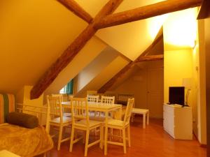 a dining room with a table and chairs at Apartamentos Codallos in Tramacastilla de Tena