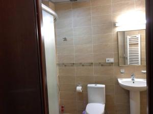 a bathroom with a toilet and a sink at Bakuriani K-2 Apartment in Bakuriani