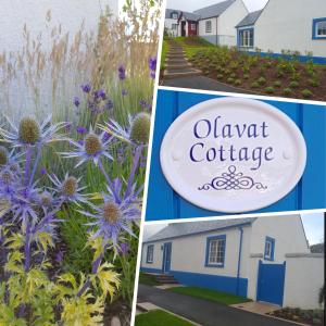 un collage de fotos con una casa y flores en Olavat Cottage detached property with parking, en Inverness