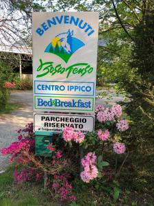 una señal para una oficina dental con flores en Boscotenso, en Premosello Chiovenda