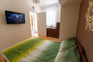 Televízia a/alebo spoločenská miestnosť v ubytovaní Apartament Makowo