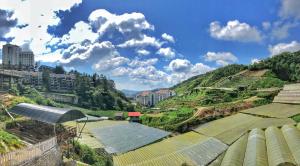 a view of a hillside with buildings and plants at Kea Garden Mini Chalet in Cameron Highlands