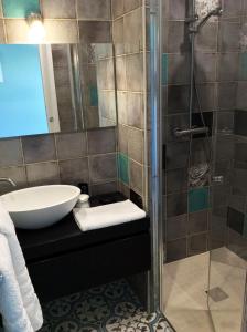 a bathroom with a sink and a shower at 3 chambres d'hôte de charme et chambre de luxe indépendante Ô Bois Plage in Gujan-Mestras +13 photos