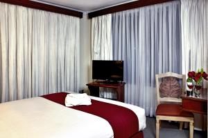 pokój hotelowy z łóżkiem i telewizorem w obiekcie Alcalá Apart Hotel w mieście La Paz