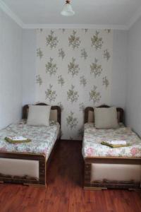 um quarto com duas camas num quarto em Beautiful Georgia Guesthouse em Didi Jikhaishi