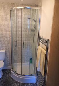 a shower with a glass door in a bathroom at 11 longstone house in Carbis Bay