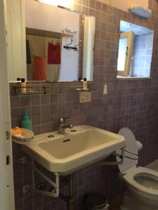 La salle de bains est pourvue d'un lavabo et de toilettes. dans l'établissement VOLTA DEI TINTORI APT. RIVER VIEW WIFI TV, à Florence