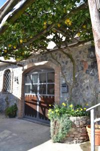 a door to a house with an orange tree at Luna D'Agerola in Agerola