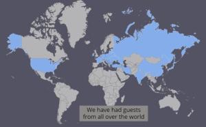 Un mapa del mundo con los países que hemos tenido cruceros de todas partes en Apartment Minimal, en Novi Sad