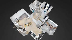 an overhead view of a kitchen and a living room at Villa Casa Juma in Playa Blanca