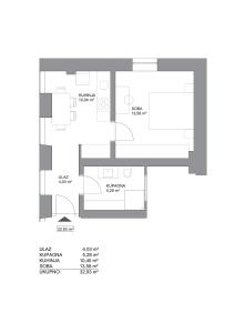 Načrt razporeditve prostorov v nastanitvi Zagreb Centre Apartments
