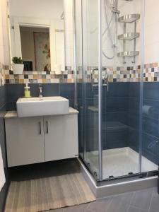 a bathroom with a sink and a shower at B&B Paris in Pantelleria